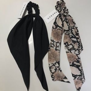 2 Hair Scarfs. Black & Snakeskin.